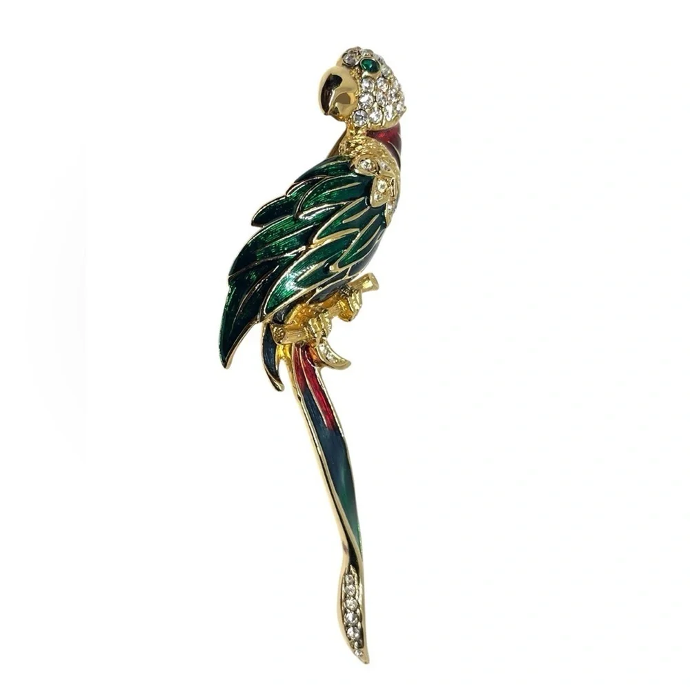 Vintage Parrot Rhinestone Brooch